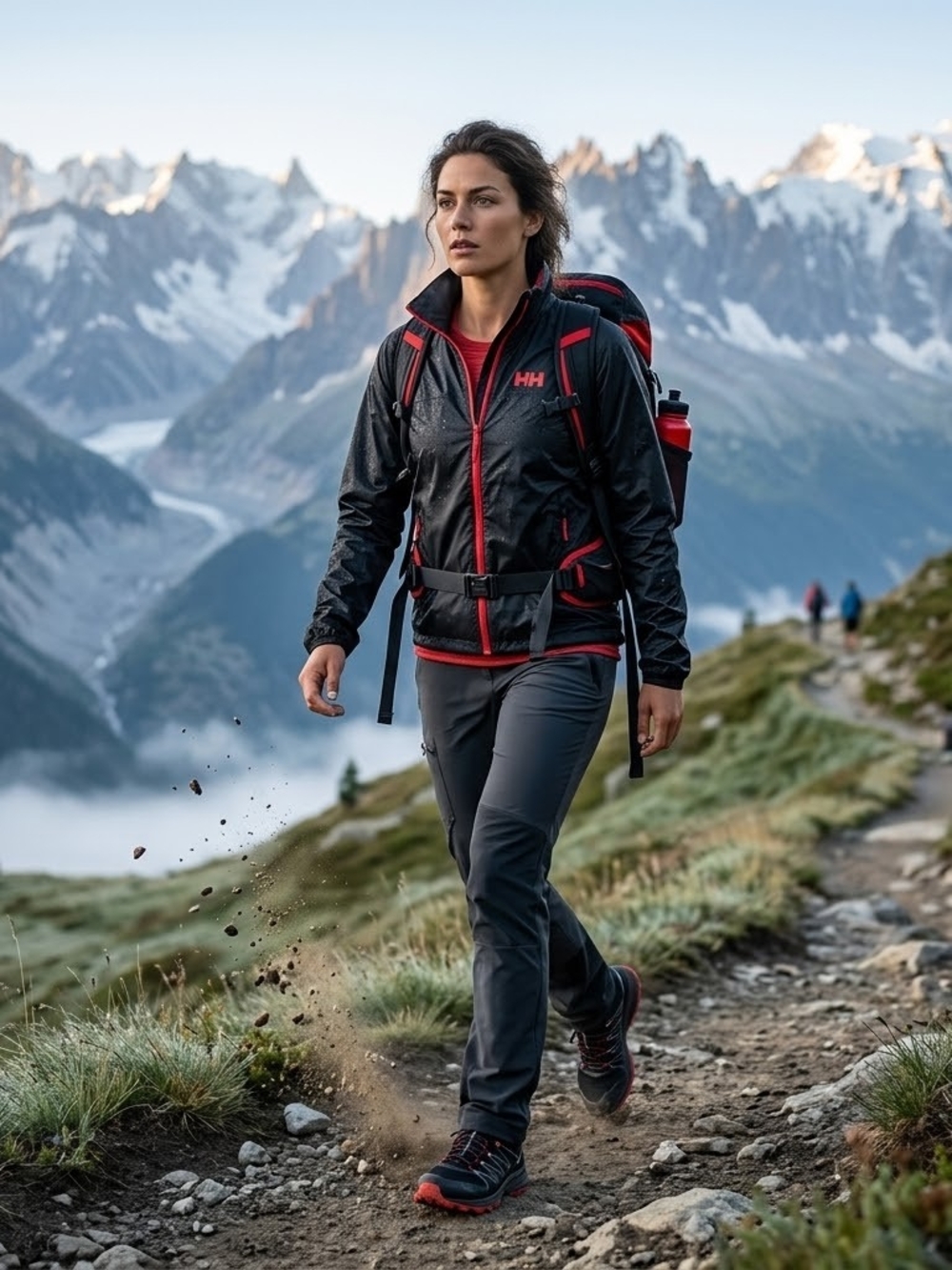 Helly Hansen Black & Red Lightweight Waterproof Hiking Jacket - Women Small